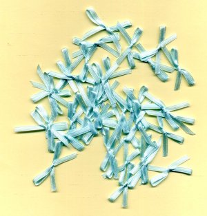 Satin Fabric Ribbon Bows x 36 - Baby Blue - KP953